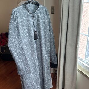 Men's Light Blue Printed Thobe / Long Tunic
